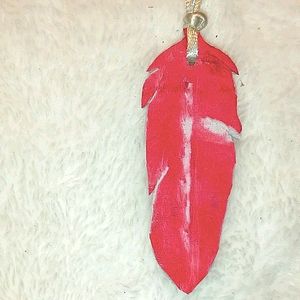 Leather Feather bag Charm / Key Chain